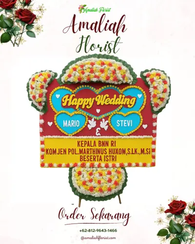 Karangan Papan Bunga Pernikahan di Batudinding